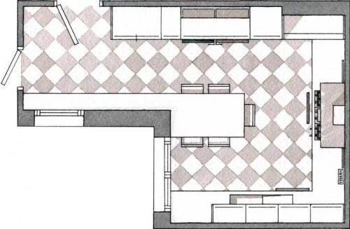 Кухня c «шахматным» полом 09