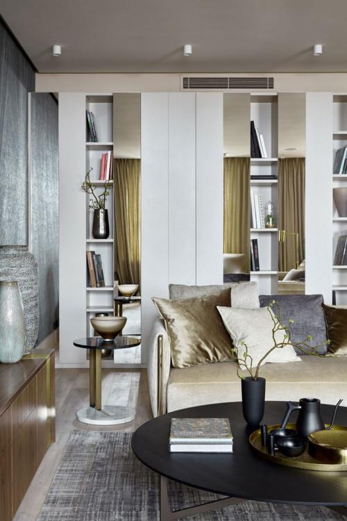 Современный интерьер с интересным оформлением стен в Москве 08