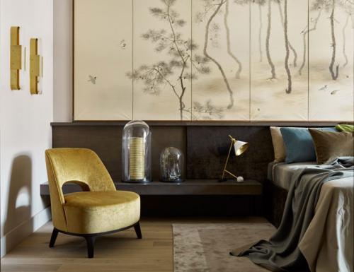 Современный интерьер с интересным оформлением стен в Москве 03