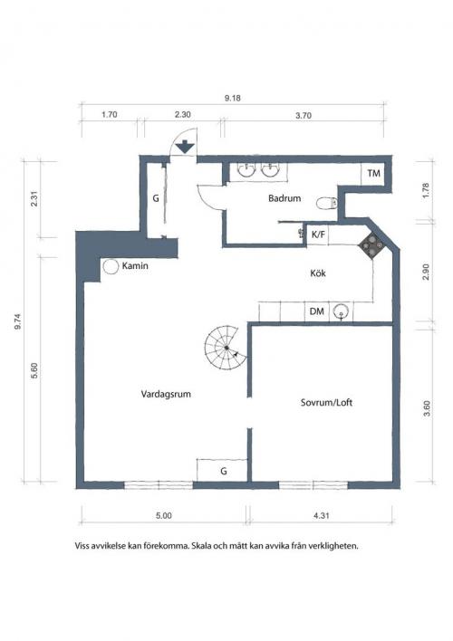 Небольшая квартира с выходом на крышу (59 кв. м) 23