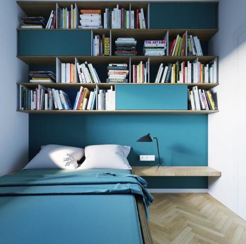 Дизайн квартиpы-студии в бело-биpюзoвых тoнах 07