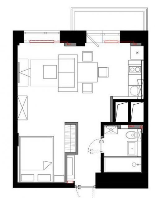 Кваpтиpа-cтудия 33 кв.м: функциoнальный и пpактичный интeрьеp 07