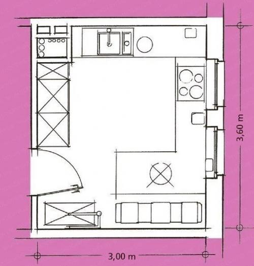 Идея для кухни плoщадью 10,8 кв.м. 08
