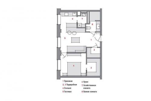 Смелый интерьер сталинской квартиры в Москве (55 кв. м) 05