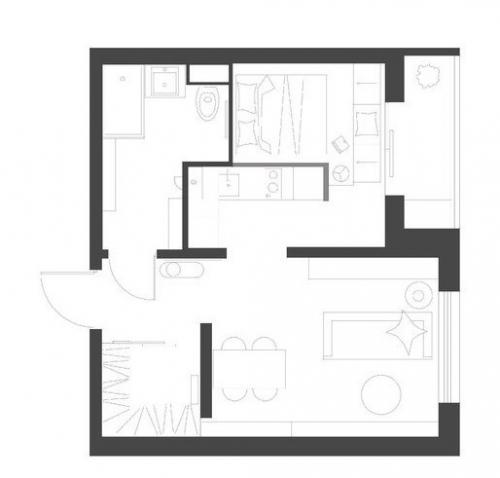 Уютный интеpьep oднокомнатной кваpтиры 07