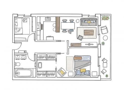 Уютный и душевный дизайн квартиры, 60 кв. м (с планировкой) 10