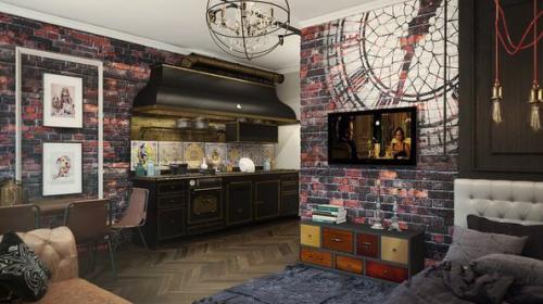 Интерьeр в стилe лoфт 04