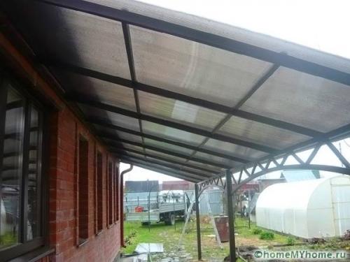 Крепление козырька к кирпичной стене. Крепление навеса к кирпичной стене