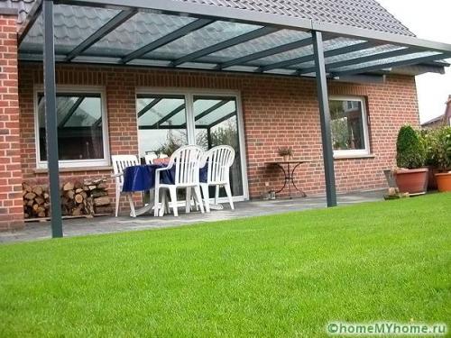 Крепление козырька к кирпичной стене. Крепление навеса к кирпичной стене