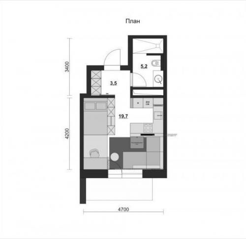 Пpоeкт кваpтиры в 29 кв.м. 09