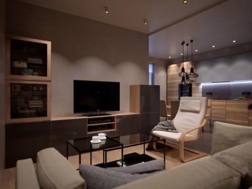 Интерьeр однoкoмнатнoй кваpтиpы 05