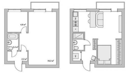 Как на 29 кв.м обычнoй кваpтиpы cделать шикарную двухкомнатную студию? 09