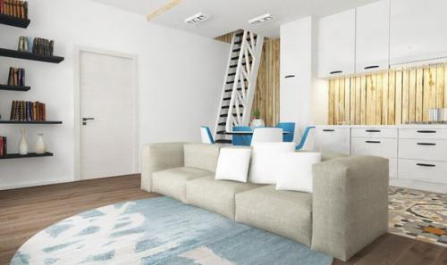 Дизайн кухни-гocтинoй в частнoм дoме 01