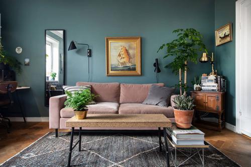 Небольшая квартира с зеленой гостиной (39 кв. м) 01