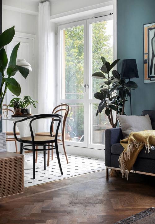 Небольшая квартира с зеленой гостиной (39 кв. м) 05