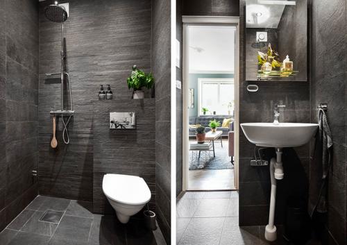 Небольшая квартира с зеленой гостиной (39 кв. м) 15