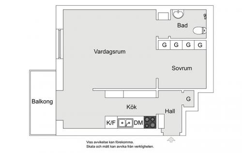 Небольшая квартира с зеленой гостиной (39 кв. м) 17