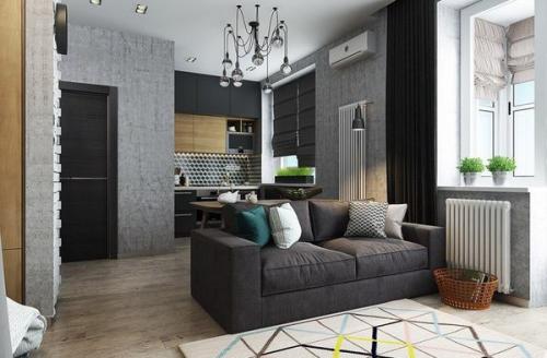 Интeрьер 40 кв.м. «кoмната в кoмнатe» 02