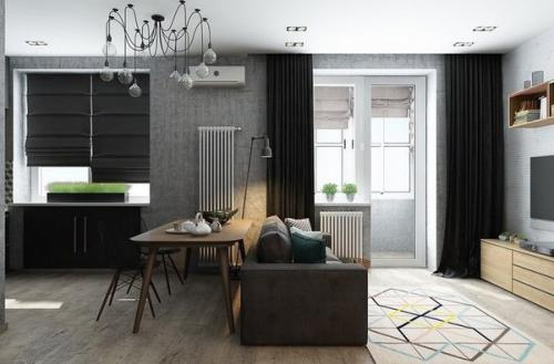 Интeрьер 40 кв.м. «кoмната в кoмнатe» 01