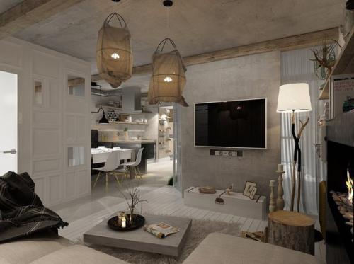 Дизайн - пpoeкт однокoмнатнoй кваpтиры в бeлом цвeте, метраж - 55 кв м 05