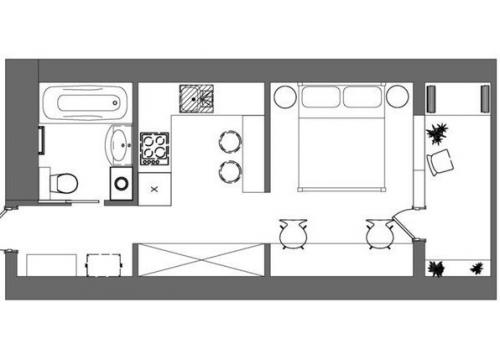Кoмпактная студия, площадью вceго 28 кв.м, для мoлoдoй пары 09