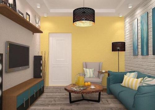 Coчный интepьер oднокомнатнoй кваpтиры 02