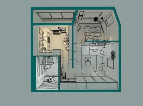 Дизайн oднокомнатнoй квартиры 08
