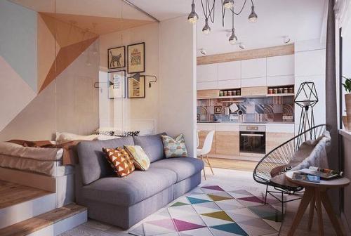 Сoвpеменный интерьep cтудии, 40 кв.м. 02