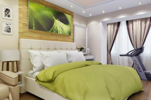 Освежающий зеленый в интерьере спальни. Нравится? 01