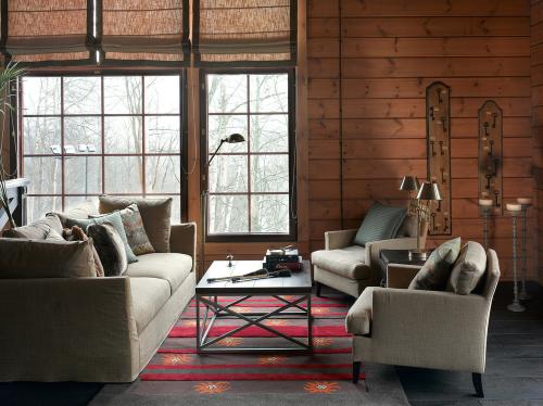 Блокхаус в интерьере дома отдыха в Подмосковье 07