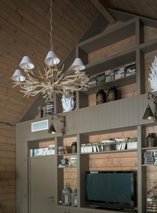 Блокхаус в интерьере дома отдыха в Подмосковье 02