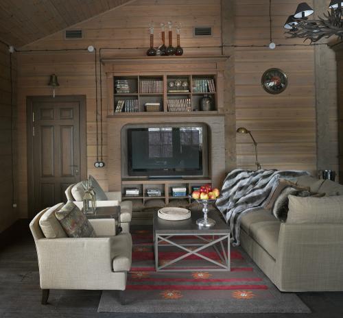 Блокхаус в интерьере дома отдыха в Подмосковье 06