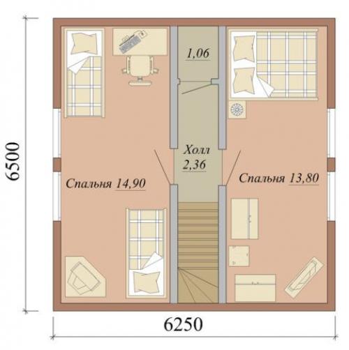 Дизайн холла второго этажа в частном доме. Вариант третий
