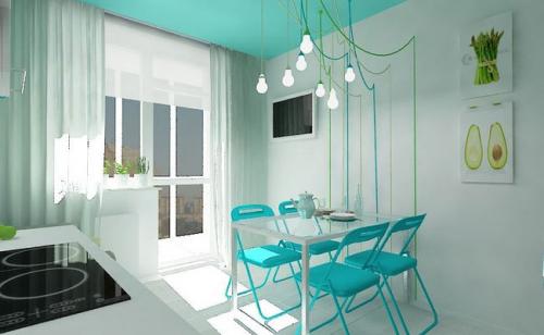 Интерьер однокомнатной квартиры бюджетный. Бюджетный дизайн интерьера для однокомнатной квартиры в мятных тонах