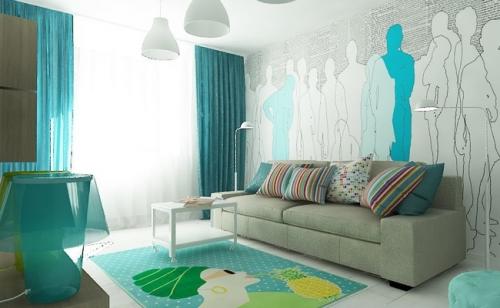 Интерьер однокомнатной квартиры бюджетный. Бюджетный дизайн интерьера для однокомнатной квартиры в мятных тонах