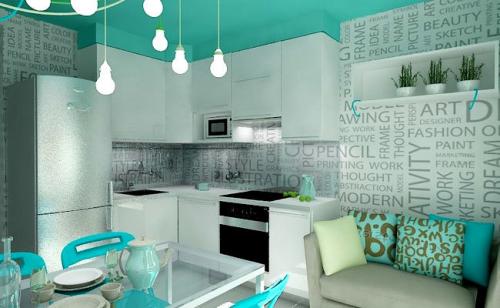 Интерьер однокомнатной квартиры бюджетный. Бюджетный дизайн интерьера для однокомнатной квартиры в мятных тонах