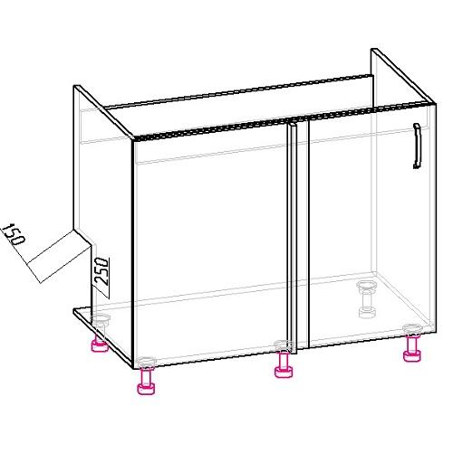 Размеры тумбы под мойку. Чертежи угловых шкафов под мойку