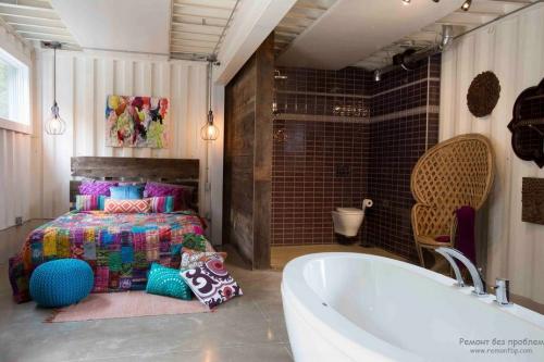 Дизайн спальни с ванной комнатой. Отделка и оборудование ванной (душа) в спальне