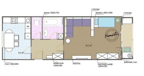 Ремонт в однокомнатной сталинке. Дизайн однокомнатной квартиры-сталинки: 4 планировки