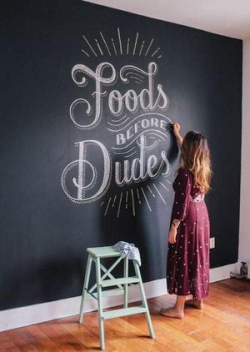 Краска грифельная в интерьере. Меловая стена в интерьере 09