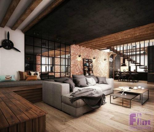 Таунхаус в стиле лофт. Дом на две семьи с панорамными окнами TP-107 01 Таунхаус в стиле лофт. Дом на две семьи с панорамными окнами TP-107 01