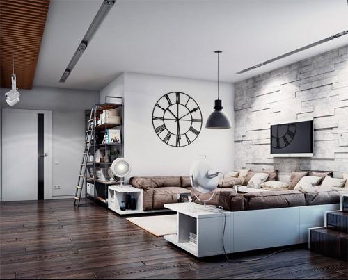 Гостиная в стиле Лофт. Стиль лофт: модная индустриальность