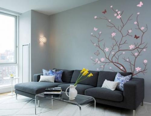 Стена над диваном декор. Акцентная отделка