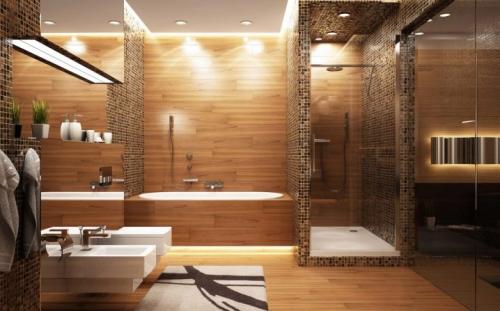 Ванная комната из дерева. Особенности электроснабжения в ванной комнате 14