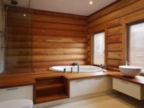 Ванная комната из дерева. Особенности электроснабжения в ванной комнате 12