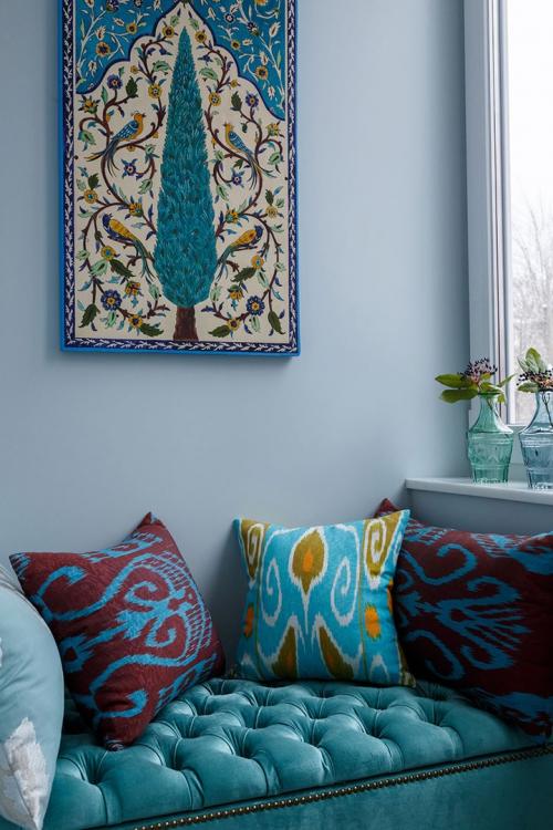 Бело-голубая квартира с восточными нотками в Москве (80 кв. м) 11