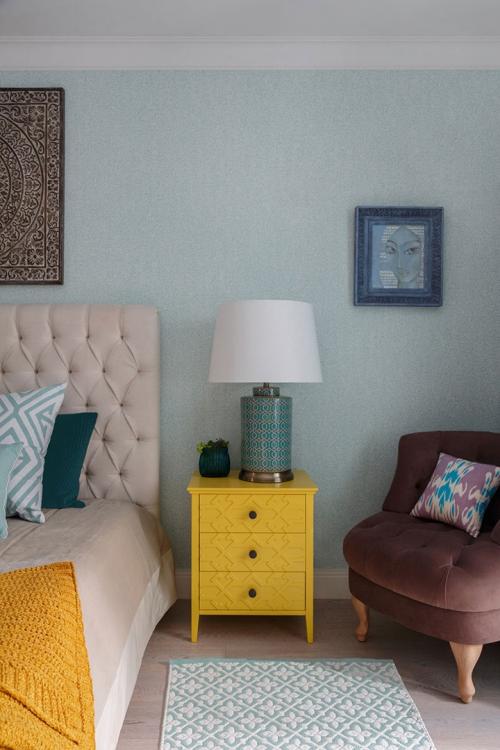 Бело-голубая квартира с восточными нотками в Москве (80 кв. м) 17