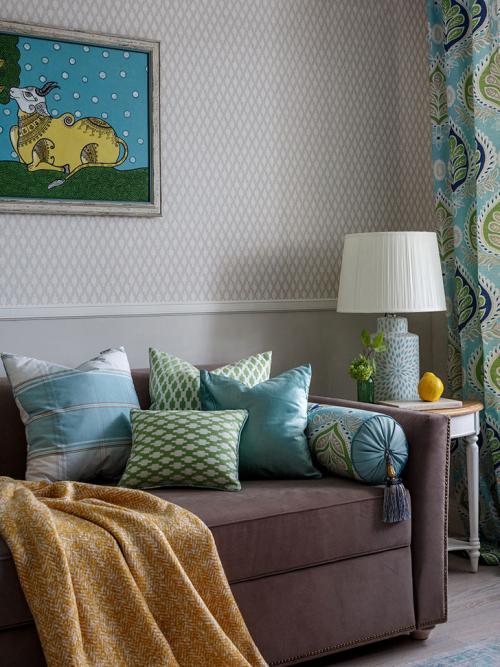 Бело-голубая квартира с восточными нотками в Москве (80 кв. м) 13