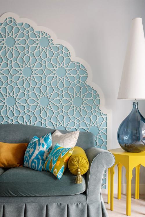 Бело-голубая квартира с восточными нотками в Москве (80 кв. м) 04