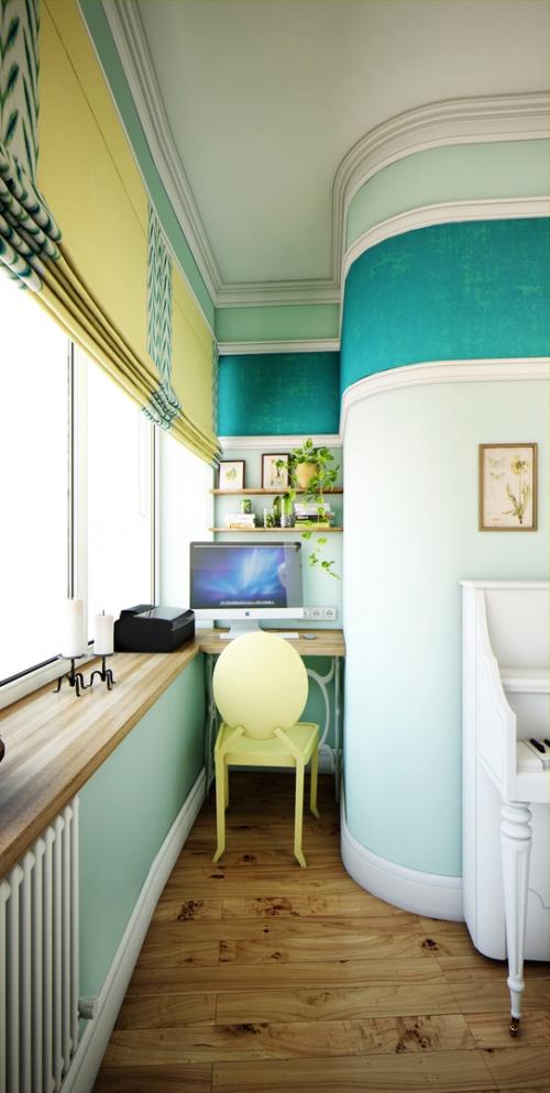 Бирюзовая кухня-гостиная 08